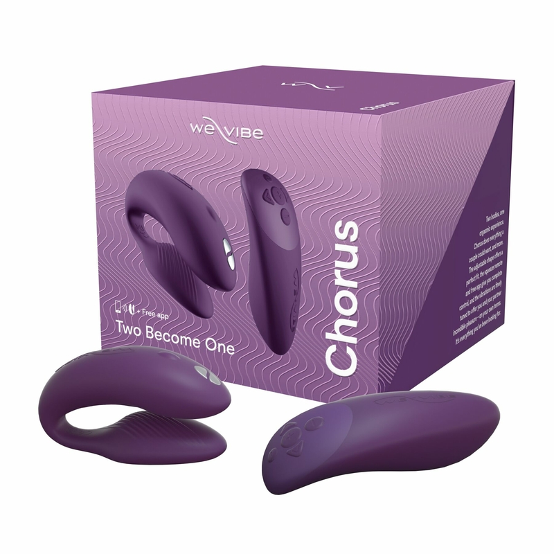 Смарт-вибратор для пар We-Vibe Chorus Purple, сенсорное управление вибрациями сжатием пульта, фото №11
