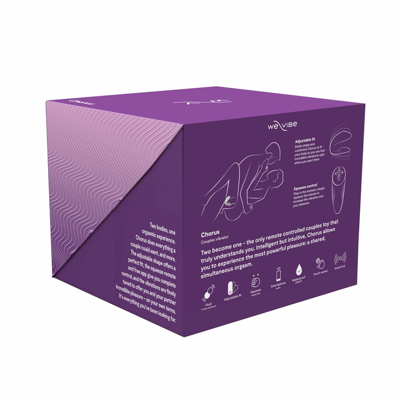 Смарт-вибратор для пар We-Vibe Chorus Purple, сенсорное управление вибрациями сжатием пульта, фото №13