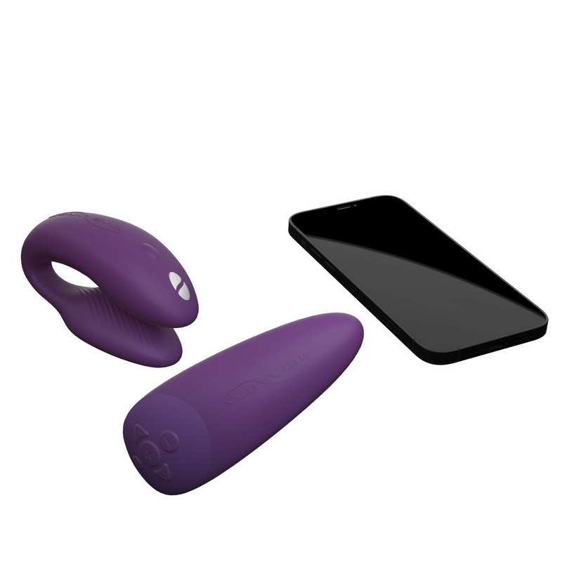 Смарт-вибратор для пар We-Vibe Chorus Purple, сенсорное управление вибрациями сжатием пульта, photo number 5