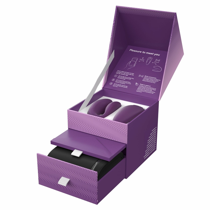 Смарт-вибратор для пар We-Vibe Chorus Purple, сенсорное управление вибрациями сжатием пульта, фото №10