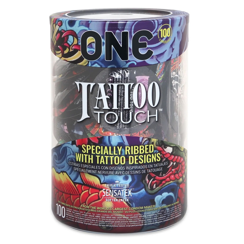 Набор презервативов ONE Tattoo Touch 100 шт, мегапак тюб, numer zdjęcia 2