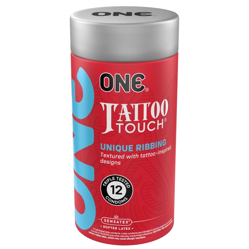 Презервативы ONE Tattoo Touch 12 шт, подарочная упаковка тюб, фото №2