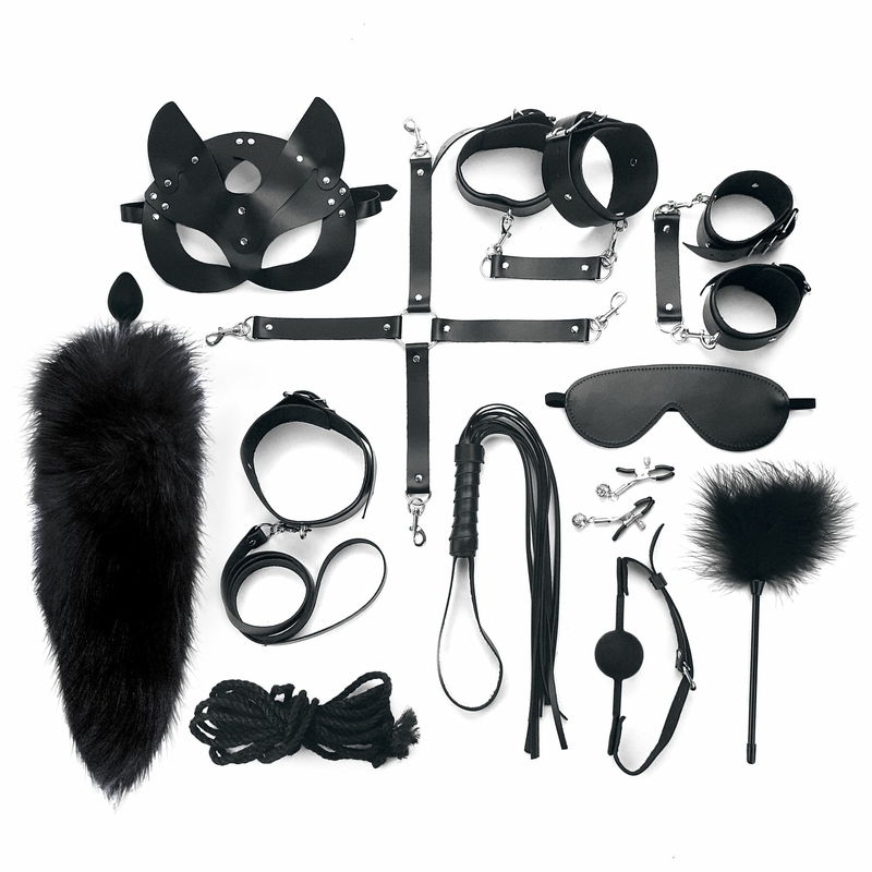 Набор Art of Sex - Maxi BDSM Set Leather, 13 предметов, натуральная кожа, Черный, photo number 2