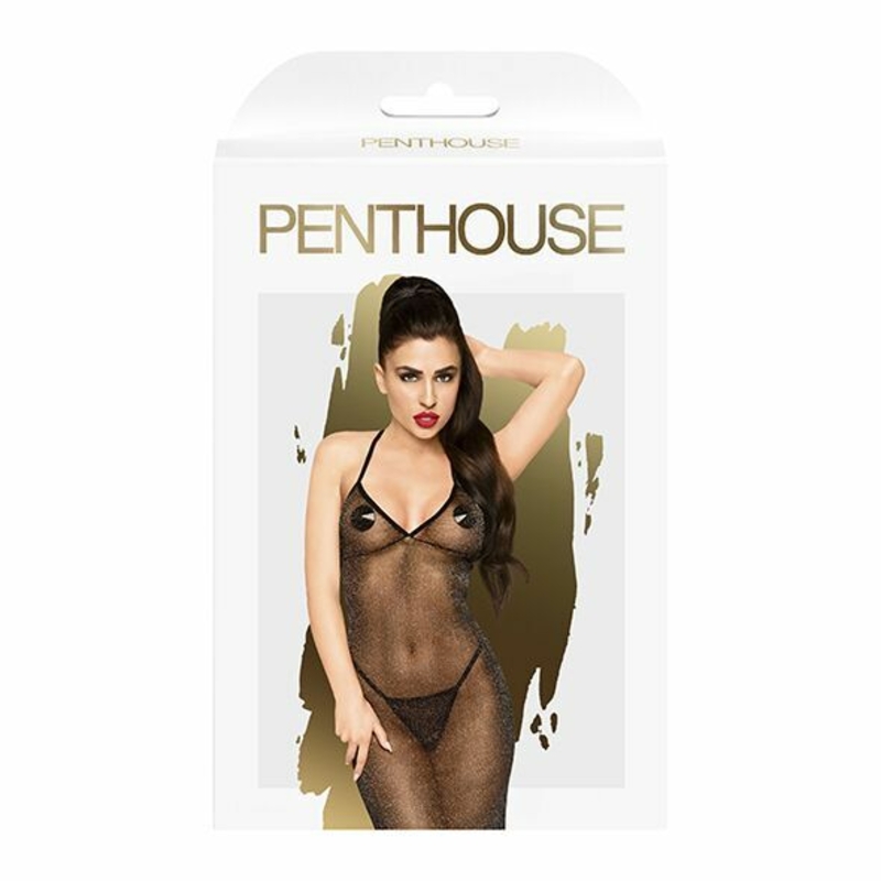 Платье в пол с люрексовой ниткой и стрингами Penthouse - Love on Fire Black L/XL, photo number 4