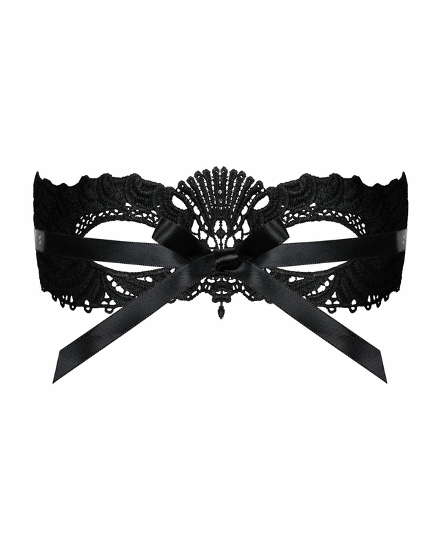 Кружевная маска Obsessive A700 mask, единый размер, черная, фото №4