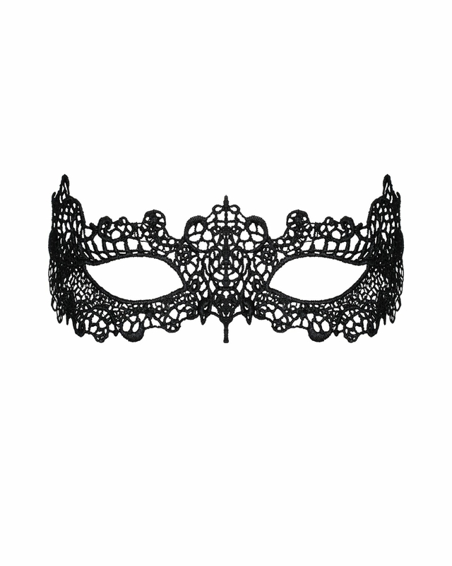 Кружевная маска Obsessive A701 mask, единый размер, черная, фото №3
