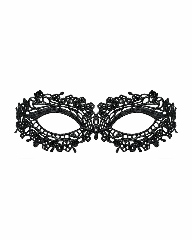 Кружевная маска Obsessive A710 mask, единый размер, черная, фото №3