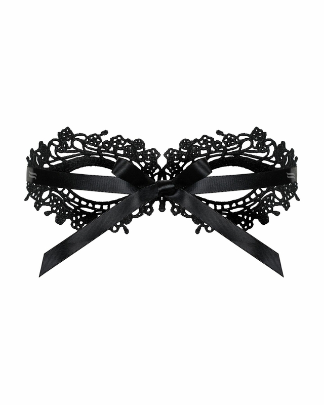 Кружевная маска Obsessive A710 mask, единый размер, черная, фото №4