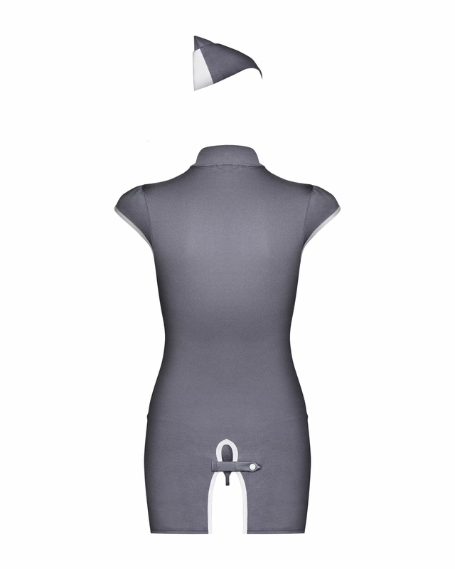 Эротический костюм стюардессы Obsessive Stewardess 3 pcs costume grey S/M (мятая упаковка!!!), numer zdjęcia 8