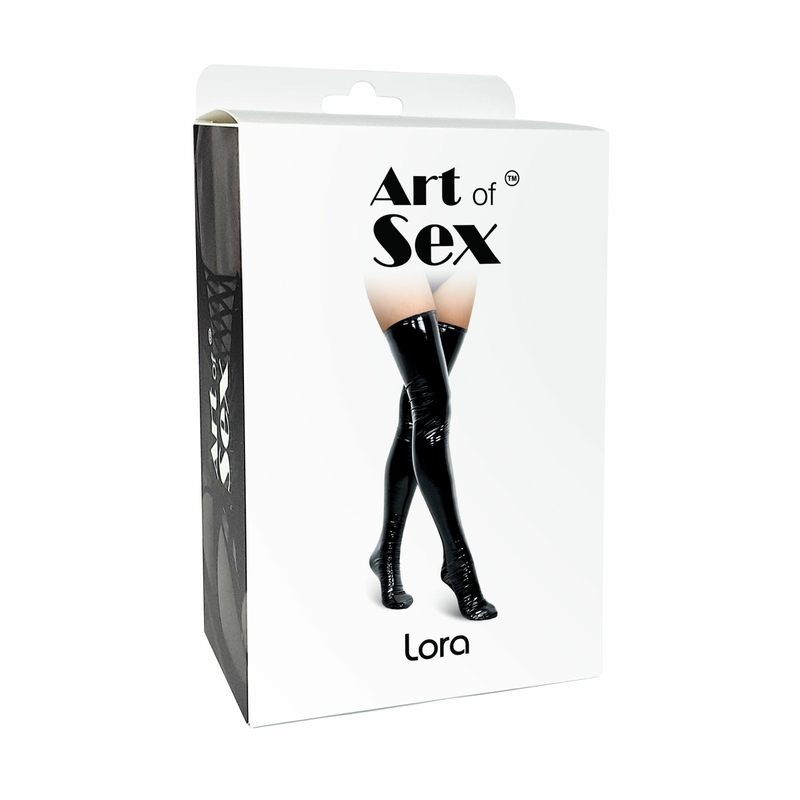 Сексуальные виниловые чулки Art of Sex - Lora, размер L, цвет черный, фото №5