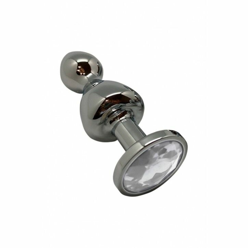 Металлическая анальна пробка Wooomy Lollypop Double Ball Metal Plug M, диаметр 3,1 см, длина 9,4 см, фото №2
