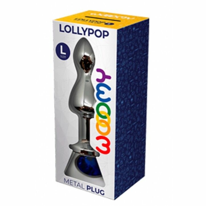 Металлическая анальна пробка Wooomy Lollypop Double Ball Metal Plug Blue L диаметр 3,5, длина 10,5см, photo number 4