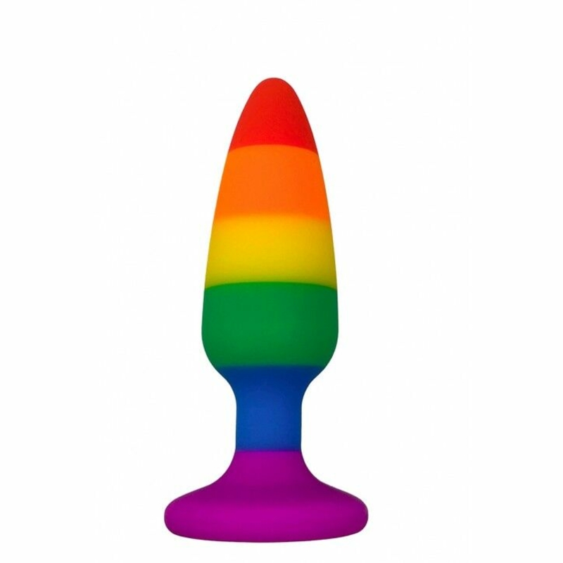 Силиконовая анальная пробка Wooomy Hiperloo Silicone Rainbow Plug M, диаметр 2,9 см, длина 11 см, фото №2