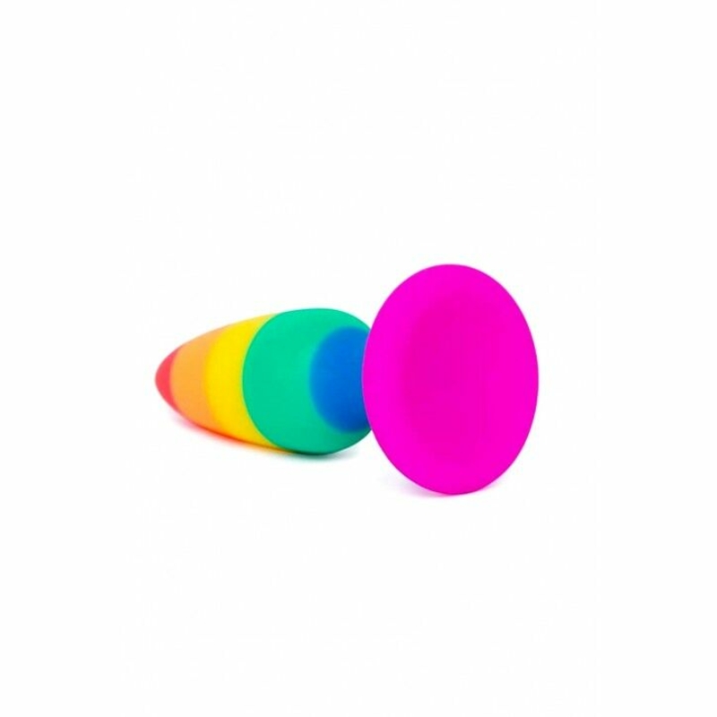 Силиконовая анальная пробка Wooomy Hiperloo Silicone Rainbow Plug M, диаметр 2,9 см, длина 11 см, фото №3