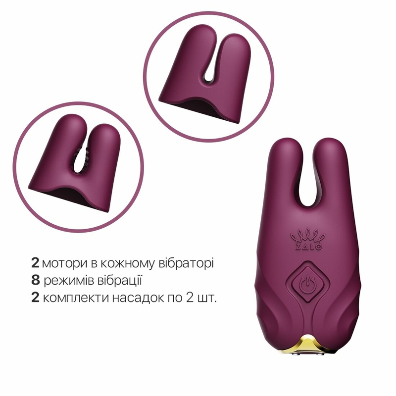 Смарт-вибратор для груди Zalo - Nave Velvet Purple, пульт ДУ, работа через приложение, numer zdjęcia 5