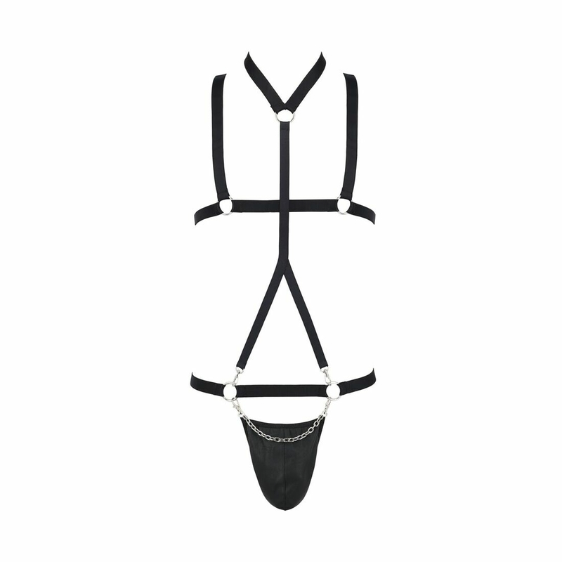 Комплект мужского белья из стреп Passion 039 SET ANDREW XXL/XXXL Black, стринги, шлейка, фото №6