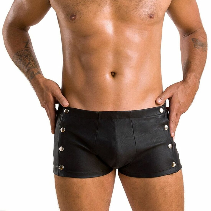 Мужские кожаные боксеры с заклепками Passion 048 SHORT DAVID L/XL Black, numer zdjęcia 2