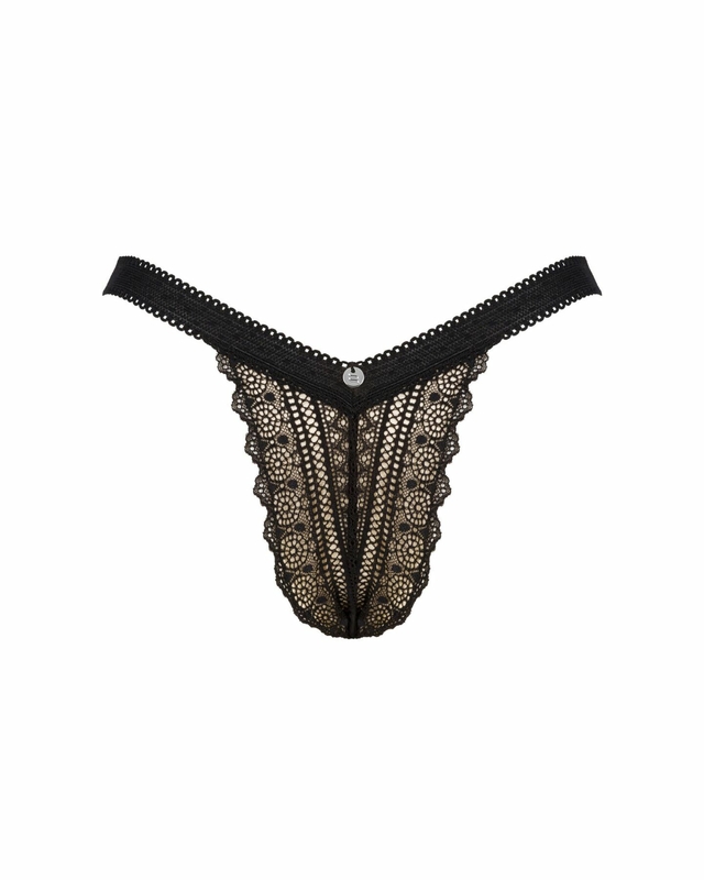 Кружевные трусики с заниженной талией Obsessive Estiqua panties XS/S, black, фото №6