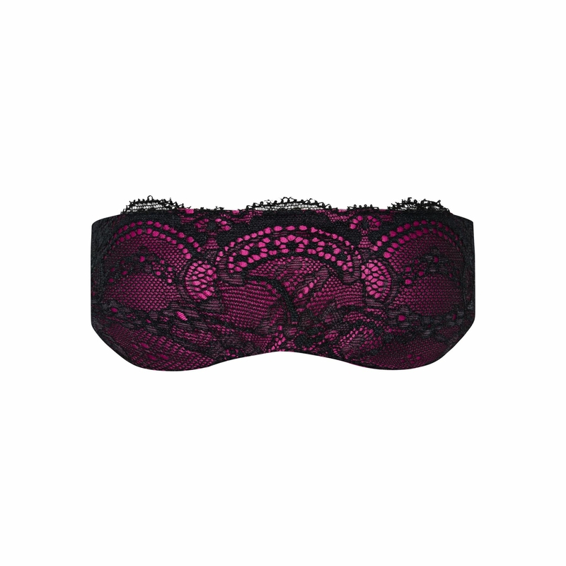 Атласная маска для сна Obsessive Roseberry mask, pink, украшена кружевом, photo number 3