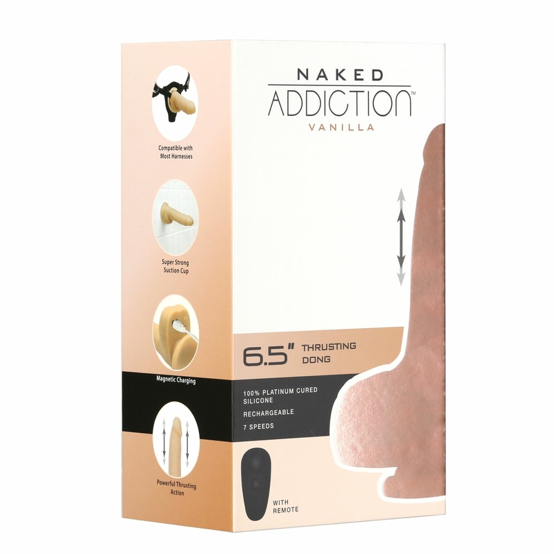 Фаллоимитатор-пульсатор Naked Addiction 6.5″ Thrusting Dong With Remote, движения вперед-назад,пульт, numer zdjęcia 9