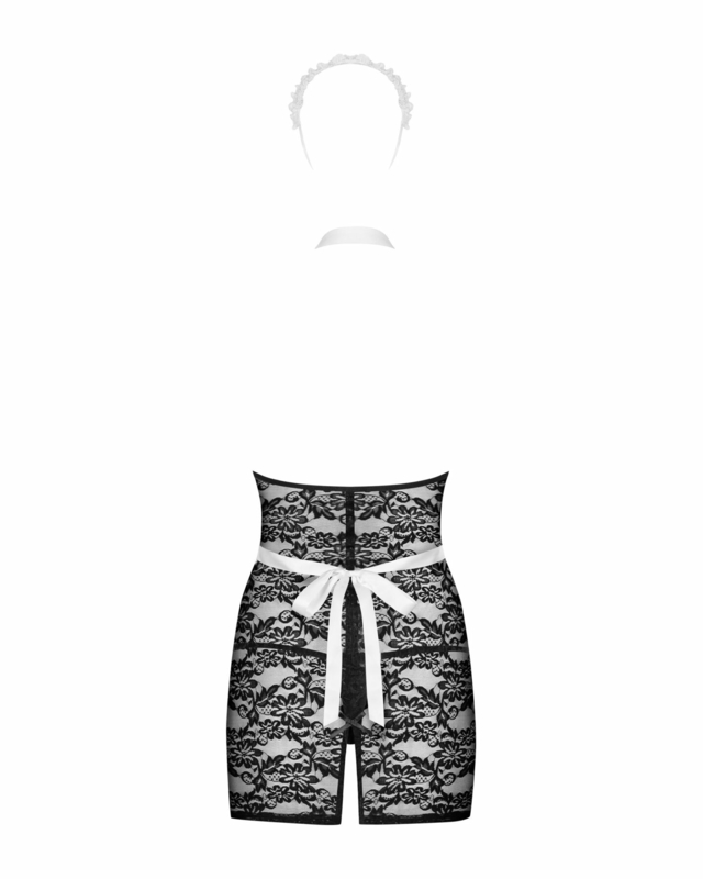 Эротический костюм горничной Obsessive Servgirl costume S/M, халат, стринги, фартук, обруч, фото №5