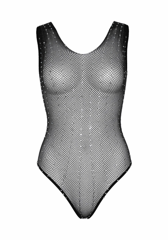 Leg Avenue Rhinestone fishnet bodysuit OS Black, фото №6