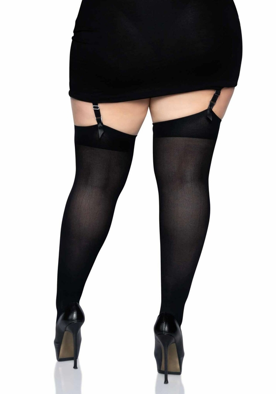 Плотные непрозрачные чулки Leg Avenue Nylon Thigh Highs Black, plus size, фото №3