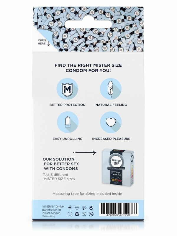 Набор презервативов Mister Size test-set 53–57–60, 3 размера + линейка, толщина 0,05 мм, фото №7