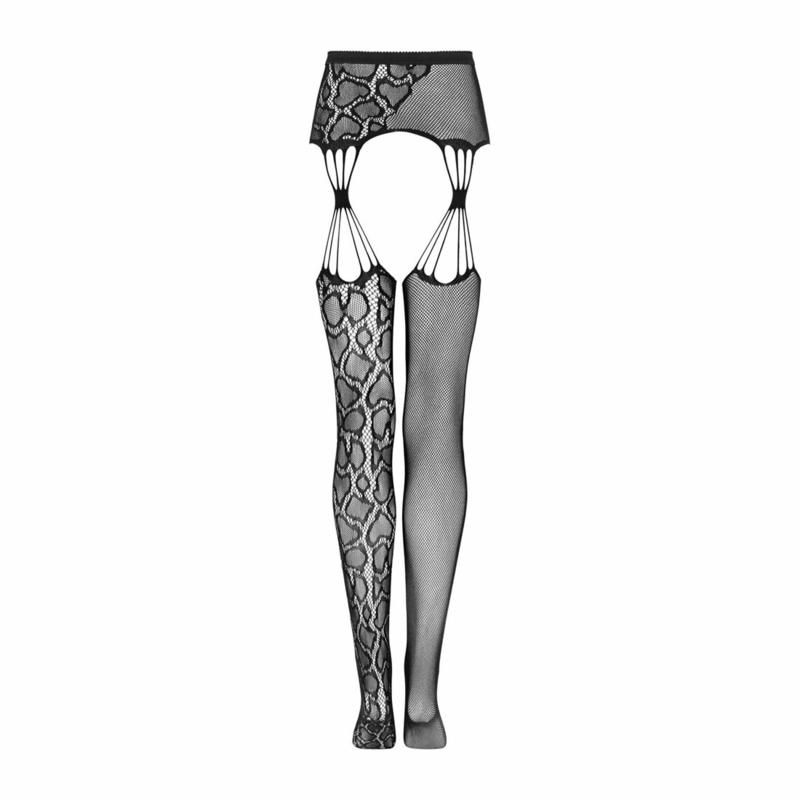 Эротические колготки-бодистокинг Obsessive Garter stockings S821 S/M/L, имитация чулок и пояса для ч, numer zdjęcia 7