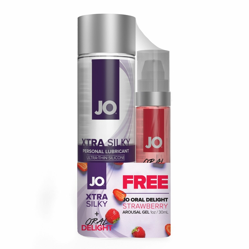 Комплект JO GWP - Xtra Silky Silicone (120 мл) & Oral Delight - Strawberry (30 мл)