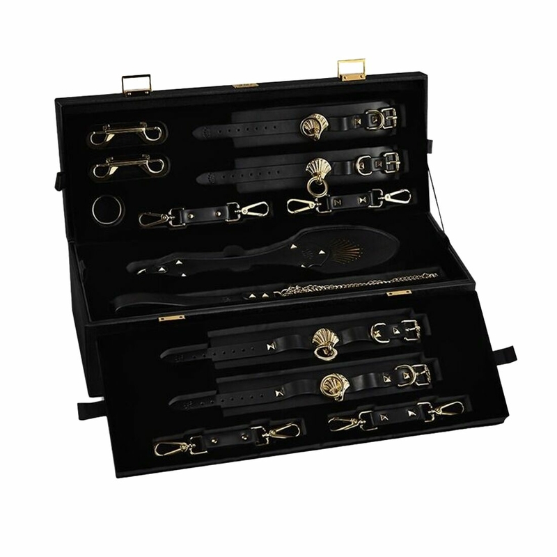 Роскошный набор для BDSM Zalo Bondage Play Kit, 10 аксессуаров в кейсе, кожа, кристалл Swarovski, фото №2