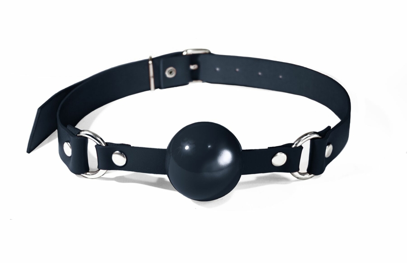 Кляп силиконовый Feral Feelings Silicon Ball Gag Black/Black, черный ремень, черный шарик, photo number 2