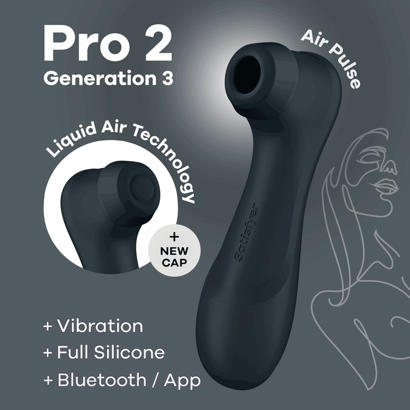 Вакуумный клиторальный стимулятор Satisfyer Pro 2 Generation 3 with Liquid Air Connect App Dark Grey, numer zdjęcia 2