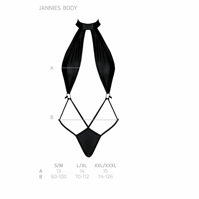 Боди-халтер из экокожи Passion JANNIES BODY XXL/XXXL black, numer zdjęcia 6