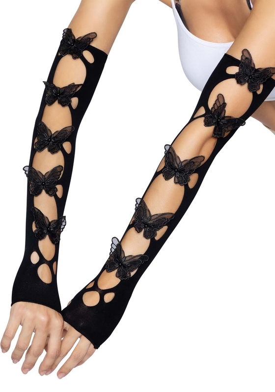 Митенки Leg Avenue Butterfly applique arm warmers Black, бабочки, numer zdjęcia 3