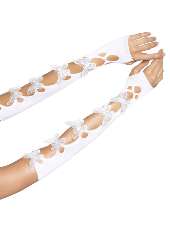 Митенки Leg Avenue Butterfly applique arm warmers White, бабочки, numer zdjęcia 2