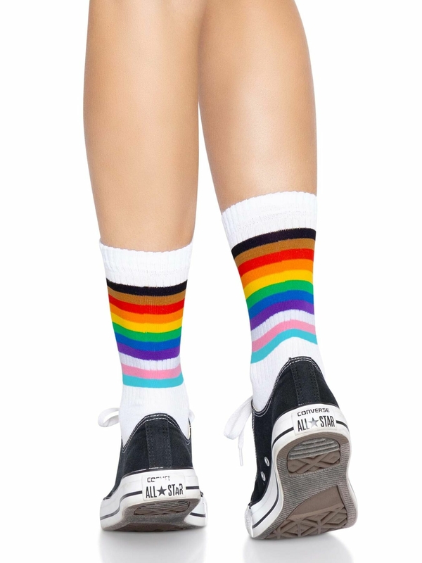 Носки женские в полоску Leg Avenue Pride crew socks Rainbow, 37–43 размер, numer zdjęcia 5