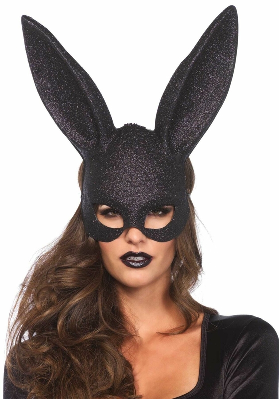 Сверкающая маска кролика Leg Avenue Glitter masquerade rabbit mask Black, photo number 2