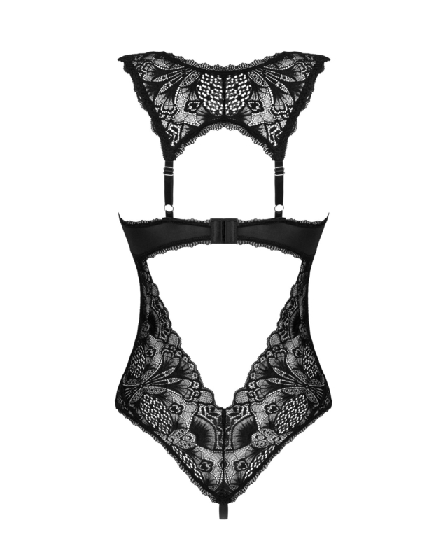 Кружевное боди Obsessive Donna Dream crotchless teddy M/L Black, открытый доступ, photo number 5