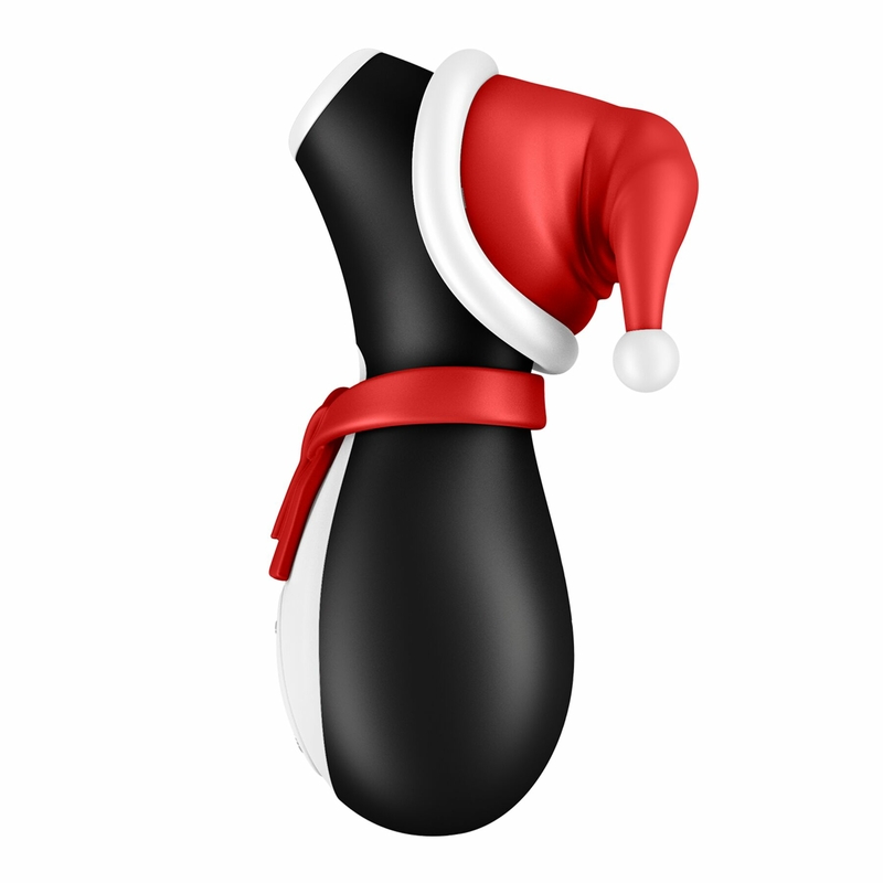 Вакуумный клиторальный стимулятор Satisfyer Penguin Holiday Edition, в шапочке и шарфе, фото №4