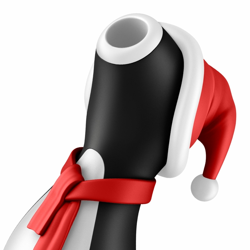 Вакуумный клиторальный стимулятор Satisfyer Penguin Holiday Edition, в шапочке и шарфе, фото №6