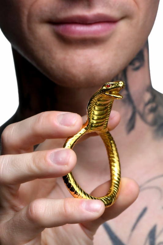 Эрекционное кольцо с головой кобры Master Series: Cobra King Golden Cock Ring, numer zdjęcia 5