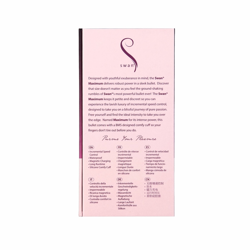 Вибропуля Swan Maximum + Comfy Cuff Pink, супермощная, разная интенсивность, силиконовая манжета, numer zdjęcia 11