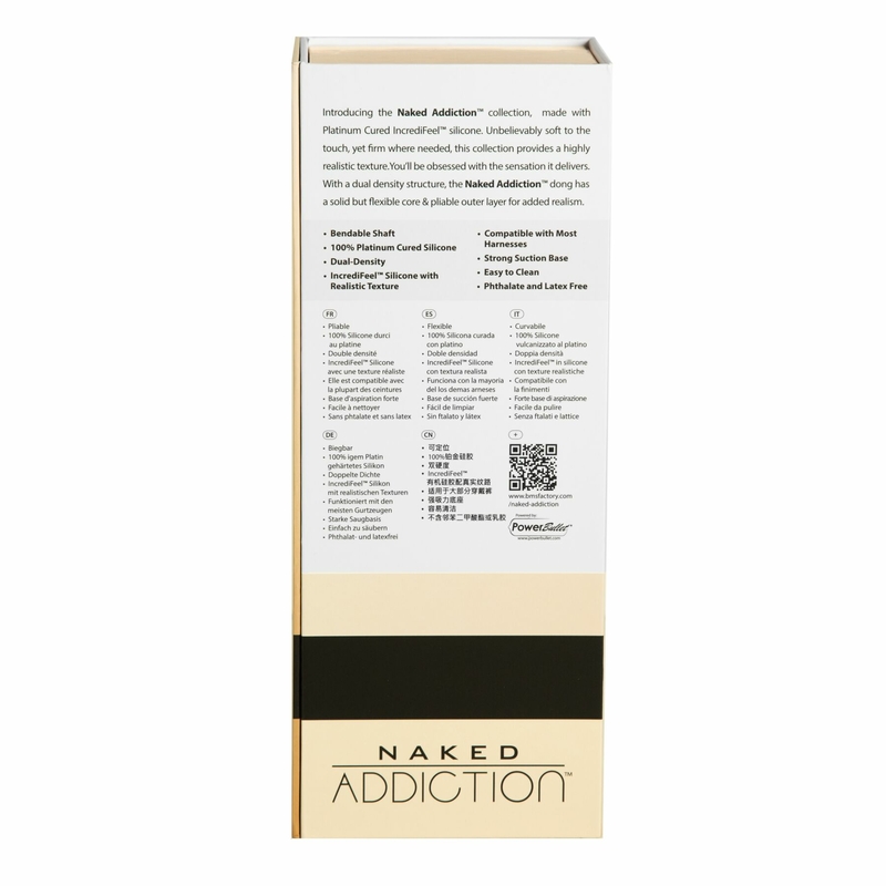 Фаллоимитатор Naked Addiction — 9″ Silicone Dual Density Bendable Dildo Vanilla, вибропуля в подарок, фото №11