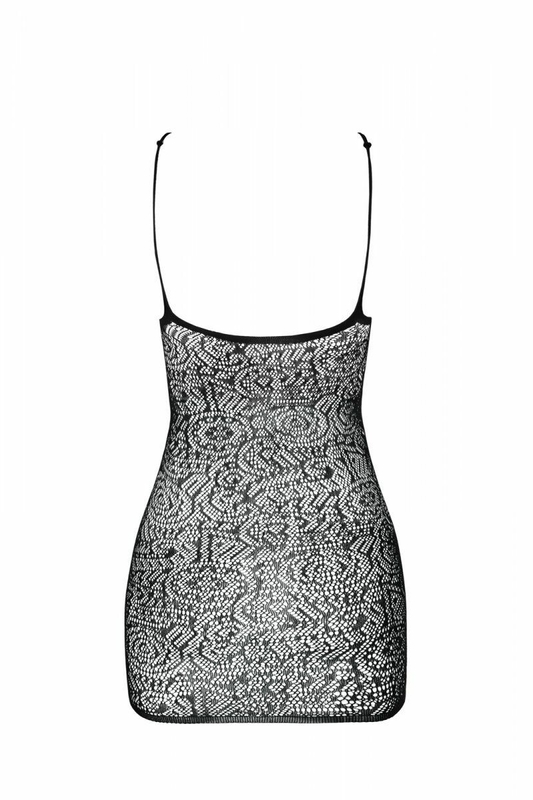 Ажурное мини-платье на тонких бретелях Passion BS096 One Size, white, плетение на груди, photo number 5