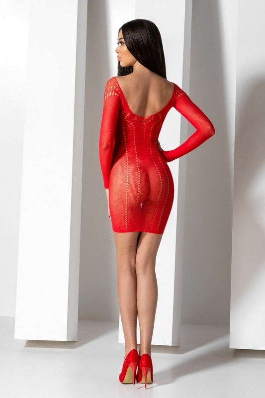 Полупрозрачное мини-платье Passion BS101 One Size, red, рукава-митенки, фото №10