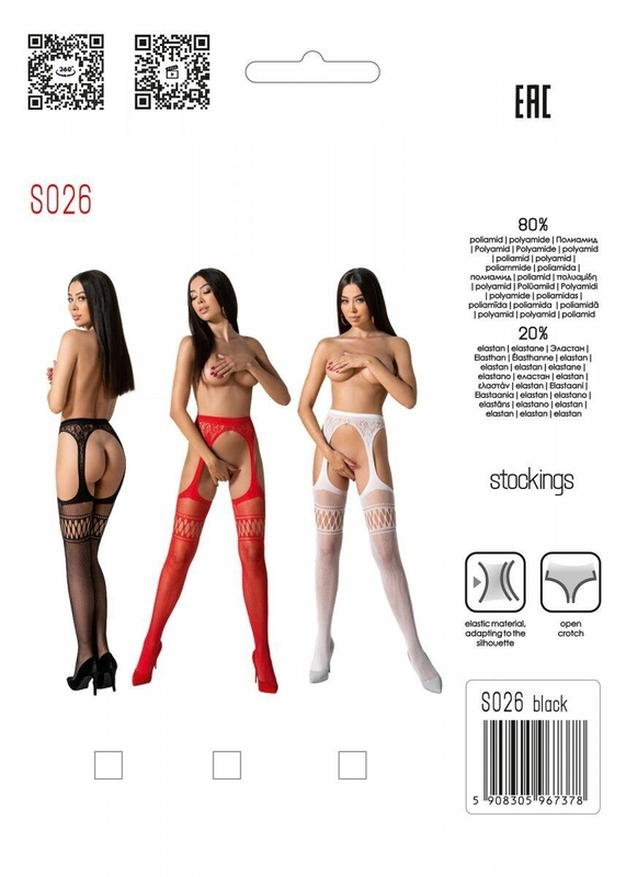 Эротические колготки-бодистокинг со шнуровкой на бедрах Passion S026 One Size, red, с доступом, фото №6