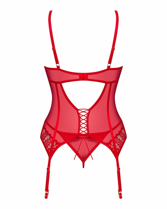 Комплект корсет и стринги Obsessive Ingridia corset & thong M/L, красный, photo number 5