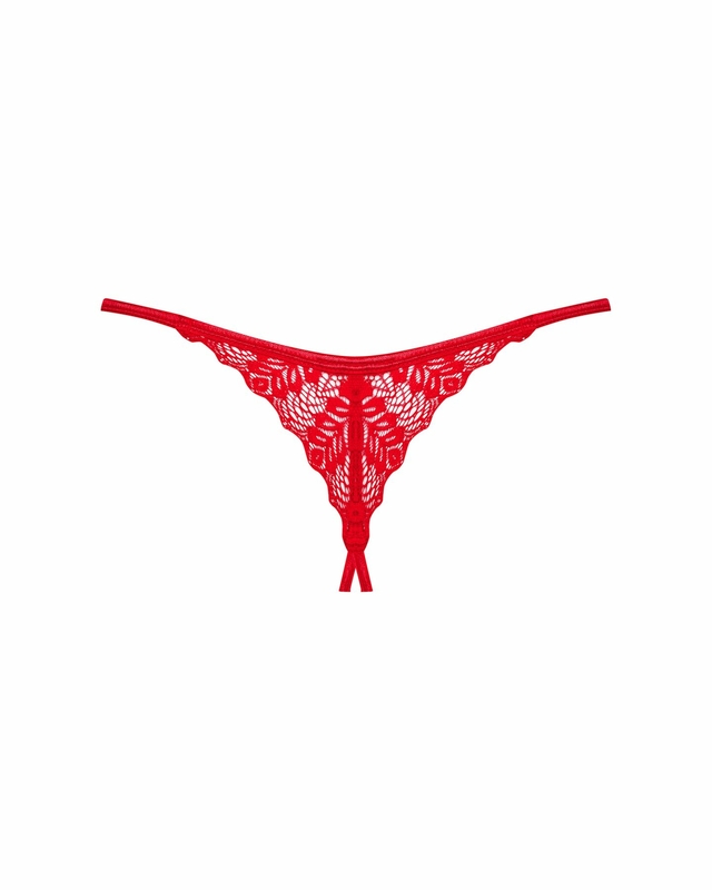 Трусики с доступом Obsessive Ingridia crotchless thong XL/2XL, красные, numer zdjęcia 5