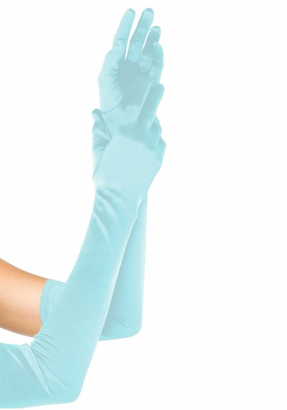 Длинные атласные перчатки Leg Avenue Extra Long Satin Gloves, One Size, светло-голубые